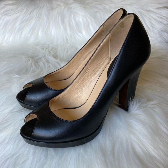Cole Haan Black peep toe heels, 7 - Picture 3 of 15